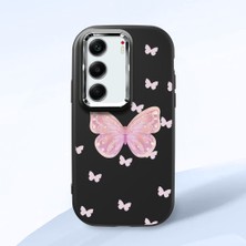 HONTINGA Tecno Camon 40 ile Uyumlu Kılıfı Kamera Korumalı Düşüme Önleyici Basitlik Siyah Yumuşak Silikon Telefon Kılıfı Kelebek Desenli K4-0260