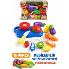 Aksoy Toys 16 Parça Kesilebilen Sebze-Meyve Mutfak Seti Evcilik Oyuncağı