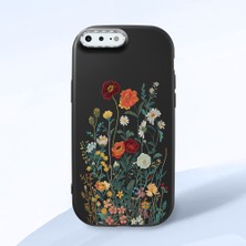 HONTINGA iPhone 8 Plus ile Uyumlu Kılıfı Kamera Korumalı Düşüme Önleyici Basitlik Siyah Yumuşak Silikon Telefon Kılıfı Çiçek Desenli K4-0242