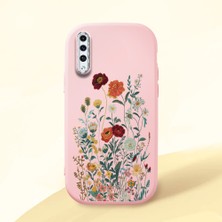 HONTINGA Samsung Galaxy A50 ile Uyumlu Kılıfı Kamera Korumalı Düşüme Önleyici Basitlik Pembe Yumuşak Silikon Telefon Kılıfı Çiçek Desenli K4-0242