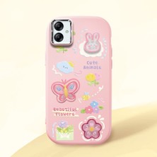 HONTINGA Samsung Galaxy A04E ile Uyumlu Kılıfı Kamera Korumalı Düşüme Önleyici Basitlik Pembe Yumuşak Silikon Telefon Kılıfı Hayvan Desenli K4-0249