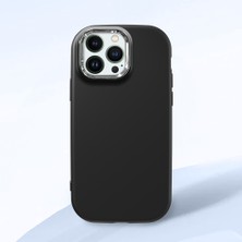 HONTINGA iPhone 13 Pro ile Uyumlu Kılıfı Kamera Korumalı Düşüme Önleyici Basitlik Siyah Yumuşak Silikon Telefon Kılıfı K4-0000