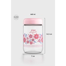 Renga Flora Desenli 660 ml Cam Kavanoz 132079 Pudra