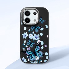 HONTINGA Poco X6 5g ile Uyumlu Kılıfı Kamera Korumalı Düşüme Önleyici Basitlik Siyah Yumuşak Silikon Telefon Kılıfı Mavi Kelebek Desenli K4-0230