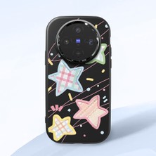 HONTINGA Vivo X300 ile Uyumlu Kılıfı Kamera Korumalı Düşüme Önleyici Basitlik Siyah Yumuşak Silikon Telefon Kılıfı Renkli Yıldız Desenli K4-0247