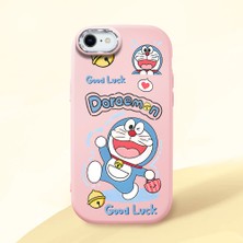 HONTINGA iPhone 7 ile Uyumlu Kılıfı Kamera Korumalı Düşüme Önleyici Basitlik Pembe Yumuşak Silikon Telefon Kılıfı Doraemon Desenli K4-0251