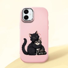 HONTINGA Samsung Galaxy A06 ile Uyumlu Kılıfı Kamera Korumalı Düşüme Önleyici Basitlik Pembe Yumuşak Silikon Telefon Kılıfı Kedi Desenli K4-0235