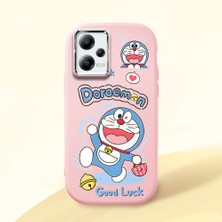 HONTINGA Poco X5 5g ile Uyumlu Kılıfı Kamera Korumalı Düşüme Önleyici Basitlik Pembe Yumuşak Silikon Telefon Kılıfı Doraemon Desenli K4-0251