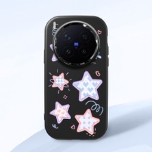 HONTINGA Vivo X300 Pro ile Uyumlu Kılıfı Kamera Korumalı Düşüme Önleyici Basitlik Siyah Yumuşak Silikon Telefon Kılıfı Renkli Yıldızlar Desenli K4-0248