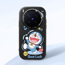 HONTINGA Vivo X300 Pro ile Uyumlu Kılıfı Kamera Korumalı Düşüme Önleyici Basitlik Siyah Yumuşak Silikon Telefon Kılıfı Doraemon Desenli K4-0251