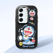HONTINGA Tecno Camon 40 ile Uyumlu Kılıfı Kamera Korumalı Düşüme Önleyici Basitlik Siyah Yumuşak Silikon Telefon Kılıfı Doraemon Desenli K4-0251