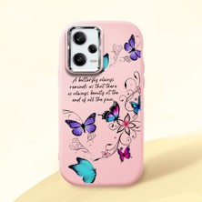 HONTINGA Redmi Note 12 Pro 5g ile Uyumlu Kılıfı Kamera Korumalı Düşüme Önleyici Basitlik Pembe Yumuşak Silikon Telefon Kılıfı Kelebek Desenli K4-0243