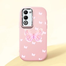 HONTINGA Oppo A5 ile Uyumlu Kılıfı Kamera Korumalı Düşüme Önleyici Basitlik Pembe Yumuşak Silikon Telefon Kılıfı Kelebek Desenli K4-0260