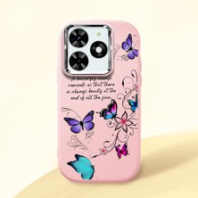 HONTINGA Infinix Smart 8 ile Uyumlu Kılıfı Kamera Korumalı Düşüme Önleyici Basitlik Pembe Yumuşak Silikon Telefon Kılıfı Kelebek Desenli K4-0243