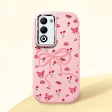 HONTINGA Oppo A5 ile Uyumlu Kılıfı Kamera Korumalı Düşüme Önleyici Basitlik Pembe Yumuşak Silikon Telefon Kılıfı Fiyonk Desenli K4-0253