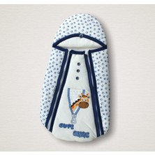 Akıllı Durak Yenidoğan Zürafa Nakışlı Çift Fermuarlı Erkek Kundak Bebek Battaniyesi