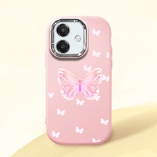 HONTINGA Oppo A3X 4g ile Uyumlu Kılıfı Kamera Korumalı Düşüme Önleyici Basitlik Pembe Yumuşak Silikon Telefon Kılıfı Kelebek Desenli K4-0260