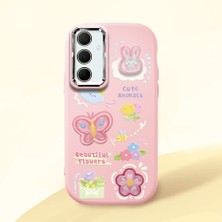 HONTINGA Samsung Galaxy A35 ile Uyumlu Kılıfı Kamera Korumalı Düşüme Önleyici Basitlik Pembe Yumuşak Silikon Telefon Kılıfı Hayvan Desenli K4-0249