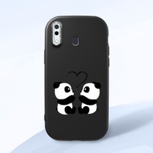 HONTINGA Samsung Galaxy A20 ile Uyumlu Kılıfı Kamera Korumalı Düşüme Önleyici Basitlik Siyah Yumuşak Silikon Telefon Kılıfı Panda Desenli K4-0239