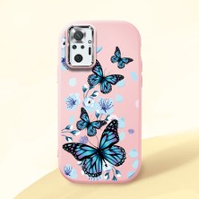 HONTINGA Xiaomi Redmi Note 10 Pro ile Uyumlu Kılıfı Kamera Korumalı Düşüme Önleyici Basitlik Pembe Yumuşak Silikon Telefon Kılıfı Mavi Kelebek Desenli K4-0230