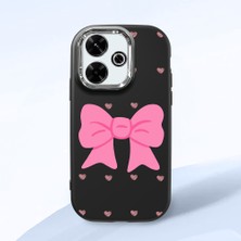 HONTINGA Redmi 13 ile Uyumlu Kılıfı Kamera Korumalı Düşüme Önleyici Basitlik Siyah Yumuşak Silikon Telefon Kılıfı Fiyonk Desenli K4-0259