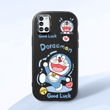 HONTINGA Samsung Galaxy A31 ile Uyumlu Kılıfı Kamera Korumalı Düşüme Önleyici Basitlik Siyah Yumuşak Silikon Telefon Kılıfı Doraemon Desenli K4-0251