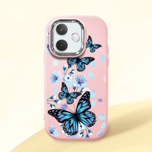 HONTINGA Oppo A5 Pro 5g ile Uyumlu Kılıfı Kamera Korumalı Düşüme Önleyici Basitlik Pembe Yumuşak Silikon Telefon Kılıfı Mavi Kelebek Desenli K4-0230