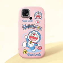 HONTINGA Redmi 10C ile Uyumlu Kılıfı Kamera Korumalı Düşüme Önleyici Basitlik Pembe Yumuşak Silikon Telefon Kılıfı Doraemon Desenli K4-0251