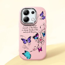 HONTINGA Redmi Note 13 4g ile Uyumlu Kılıfı Kamera Korumalı Düşüme Önleyici Basitlik Pembe Yumuşak Silikon Telefon Kılıfı Kelebek Desenli K4-0243