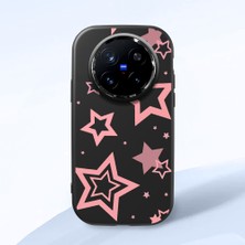 HONTINGA Vivo X200 Pro ile Uyumlu Kılıfı Kamera Korumalı Düşüme Önleyici Basitlik Siyah Yumuşak Silikon Telefon Kılıfı Renkli Yıldızlar Desenli K4-0232