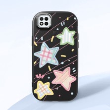 HONTINGA Redmi 9c ile Uyumlu Kılıfı Kamera Korumalı Düşüme Önleyici Basitlik Siyah Yumuşak Silikon Telefon Kılıfı Renkli Yıldız Desenli K4-0247