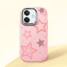 HONTINGA Oppo A3X 4g ile Uyumlu Kılıfı Kamera Korumalı Düşüme Önleyici Basitlik Pembe Yumuşak Silikon Telefon Kılıfı Renkli Yıldızlar Desenli K4-0232