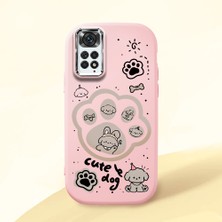 HONTINGA Redmi Note 11S ile Uyumlu Kılıfı Kamera Korumalı Düşüme Önleyici Basitlik Pembe Yumuşak Silikon Telefon Kılıfı Köpek Desenli K4-0233
