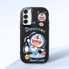 HONTINGA Samsung Galaxy M15 ile Uyumlu Kılıfı Kamera Korumalı Düşüme Önleyici Basitlik Siyah Yumuşak Silikon Telefon Kılıfı Doraemon Desenli K4-0251