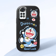 HONTINGA Redmi Note 11 ile Uyumlu Kılıfı Kamera Korumalı Düşüme Önleyici Basitlik Siyah Yumuşak Silikon Telefon Kılıfı Doraemon Desenli K4-0251
