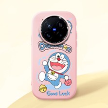 HONTINGA Vivo X200 Pro ile Uyumlu Kılıfı Kamera Korumalı Düşüme Önleyici Basitlik Pembe Yumuşak Silikon Telefon Kılıfı Doraemon Desenli K4-0251