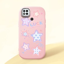 HONTINGA Redmi 9c ile Uyumlu Kılıfı Kamera Korumalı Düşüme Önleyici Basitlik Pembe Yumuşak Silikon Telefon Kılıfı Renkli Yıldızlar Desenli K4-0248
