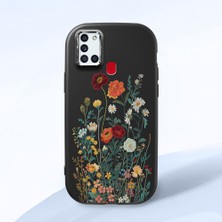 HONTINGA Samsung Galaxy A21S ile Uyumlu Kılıfı Kamera Korumalı Düşüme Önleyici Basitlik Siyah Yumuşak Silikon Telefon Kılıfı Çiçek Desenli K4-0242