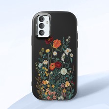 HONTINGA Samsung Galaxy M23 ile Uyumlu Kılıfı Kamera Korumalı Düşüme Önleyici Basitlik Siyah Yumuşak Silikon Telefon Kılıfı Çiçek Desenli K4-0242