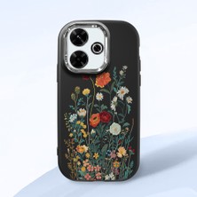 HONTINGA Xiaomi Redmi 13X ile Uyumlu Kılıfı Kamera Korumalı Düşüme Önleyici Basitlik Siyah Yumuşak Silikon Telefon Kılıfı Çiçek Desenli K4-0242
