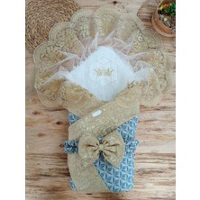 Akıllı Durak Yenidoğan Piramit Desenli Güpür Işlemeli Bebek Battaniyesi Kundak