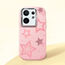 HONTINGA Vivo X200 Fe ile Uyumlu Kılıfı Kamera Korumalı Düşüme Önleyici Basitlik Pembe Yumuşak Silikon Telefon Kılıfı Renkli Yıldızlar Desenli K4-0232