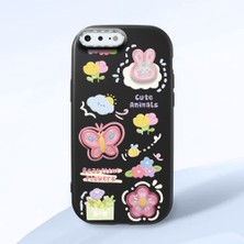 HONTINGA iPhone 8 Plus ile Uyumlu Kılıfı Kamera Korumalı Düşüme Önleyici Basitlik Siyah Yumuşak Silikon Telefon Kılıfı Hayvan Desenli K4-0249