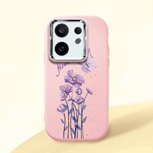 HONTINGA Vivo X200 Fe ile Uyumlu Kılıfı Kamera Korumalı Düşüme Önleyici Basitlik Pembe Yumuşak Silikon Telefon Kılıfı Mor Kelebek Desenli K4-0244