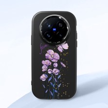 HONTINGA Vivo X200 Pro ile Uyumlu Kılıfı Kamera Korumalı Düşüme Önleyici Basitlik Siyah Yumuşak Silikon Telefon Kılıfı Mor Kelebek Desenli K4-0244