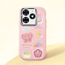 HONTINGA Infinix Smart 8 ile Uyumlu Kılıfı Kamera Korumalı Düşüme Önleyici Basitlik Pembe Yumuşak Silikon Telefon Kılıfı Hayvan Desenli K4-0249