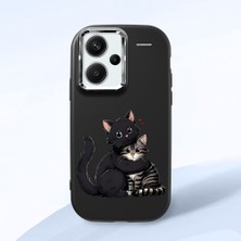 HONTINGA Redmi Note 13 Pro Plus 5g ile Uyumlu Kılıfı Kamera Korumalı Düşüme Önleyici Basitlik Siyah Yumuşak Silikon Telefon Kılıfı Kedi Desenli K4-0235