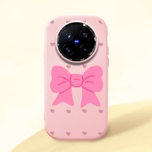 HONTINGA Vivo X200 Pro ile Uyumlu Kılıfı Kamera Korumalı Düşüme Önleyici Basitlik Pembe Yumuşak Silikon Telefon Kılıfı Fiyonk Desenli K4-0259