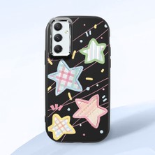 HONTINGA Samsung Galaxy A34 ile Uyumlu Kılıfı Kamera Korumalı Düşüme Önleyici Basitlik Siyah Yumuşak Silikon Telefon Kılıfı Renkli Yıldız Desenli K4-0247