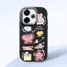 HONTINGA Xiaomi Redmi 13X ile Uyumlu Kılıfı Kamera Korumalı Düşüme Önleyici Basitlik Siyah Yumuşak Silikon Telefon Kılıfı Hayvan Desenli K4-0249